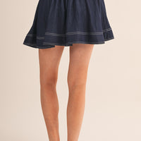 High Waist Drawstring Mini Skort – Sporty Flare Skirt Shorts