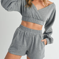 Off Shoulder Crop Top & Shorts Set