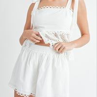 Eyelet Peplum Top & Shorts Set