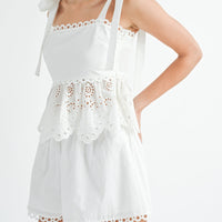Eyelet Peplum Top & Shorts Set