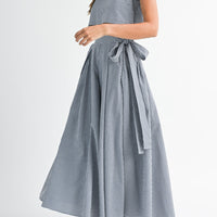 Gingham Cute Collar Crop Top & Maxi Skirt Set