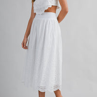 Eyelet Lace Crop Top & Midi Skirt Set