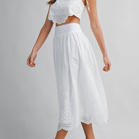 Eyelet Lace Crop Top & Midi Skirt Set