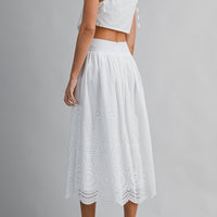Eyelet Lace Crop Top & Midi Skirt Set