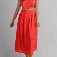Eyelet Lace Crop Top & Midi Skirt Set