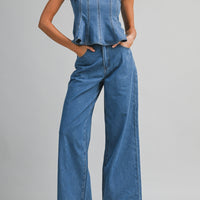 Denim Peplum Set – Effortlessly Chic & Modern