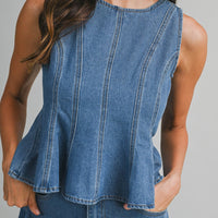 Denim Peplum Set – Effortlessly Chic & Modern