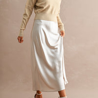 Satin Maxi Dress & Tie-Back V-Neck Sweater Set