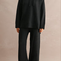 Cozy Oversized Knit Hoodie & Wide Leg Pants Matching Set
