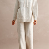 Cozy Oversized Knit Hoodie & Wide Leg Pants Matching Set