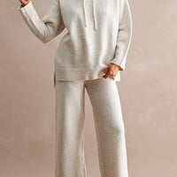 Cozy Oversized Knit Hoodie & Wide Leg Pants Matching Set