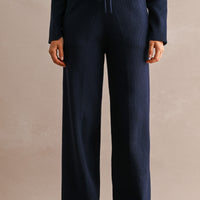 Half Zip Knit Sweater & Wide Leg Pants Two Piece Set