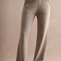 Half Zip Knit Sweater & Wide Leg Pants Two Piece Set