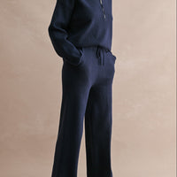 Half Zip Knit Sweater & Wide Leg Pants Two Piece Set