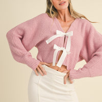 Bow Crop Sweater Cardigan