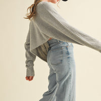 Lightweight Cropped Knit Sweater – Relaxed Fit Soft Pullover