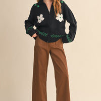 Horse Graphic Knit Zip Cardigan