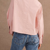 Oversized Twist Front Cotton Button-Down Shirt