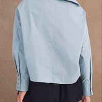 Oversized Twist Front Cotton Button-Down Shirt