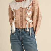 Lovely Collar Cable Knit Cardigan