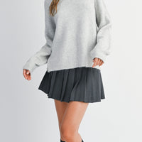 Back Bow Detail Open Slit Knit Pullover Sweater