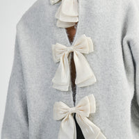 Back Bow Detail Open Slit Knit Pullover Sweater