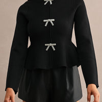 Jewel Bow Peplum Knit Top