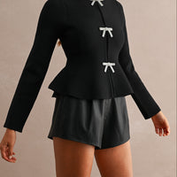 Jewel Bow Peplum Knit Top