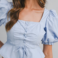 Romantic Puff Sleeve Peplum Top