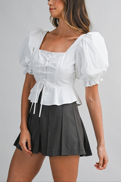 Romantic Puff Sleeve Peplum Top