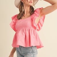 Ruffle Sleeve Babydoll Top