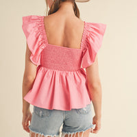 Ruffle Sleeve Babydoll Top