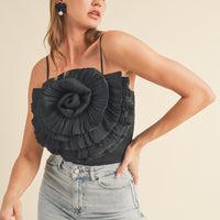 Rosette Satin Crop Top