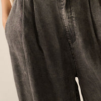 Pleated Wide Leg Light Denim Pants