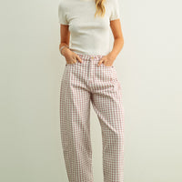 Vintage Plaid Barrel Leg Cropped Pants