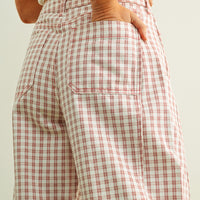 Vintage Plaid Barrel Leg Cropped Pants