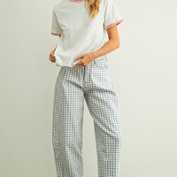 Vintage Plaid Barrel Leg Cropped Pants
