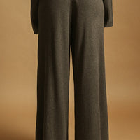 Ribbed Knit Wide Leg Drawstring Lounge Pants