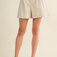 Linen High Waisted Shorts with Woven Belt
