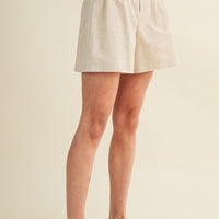 Linen High Waisted Shorts with Woven Belt