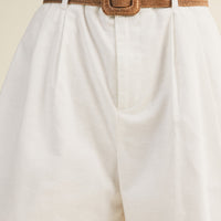 Linen High Waisted Shorts with Woven Belt