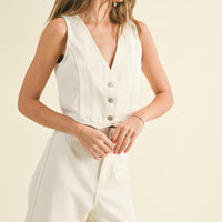 Washed Denim Crop Vest