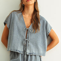 Tie Front Denim Top