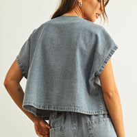 Tie Front Denim Top