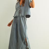 Tie Front Denim Top