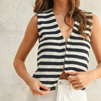 Lightweight Sleeveless Striped Knit Vest Top