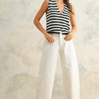 Lightweight Sleeveless Striped Knit Vest Top