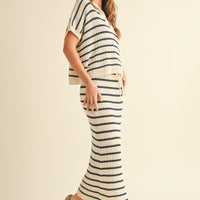 Striped Knit Collared Pullover