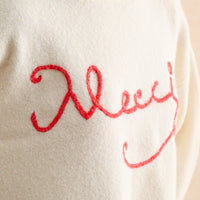 Merci Handwritten Cropped Knit Sweater