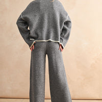 Brushed Knit Contrast Trim Sweater